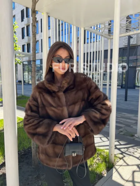 Шуба из соболиной норки с воротником стойка - фото 4