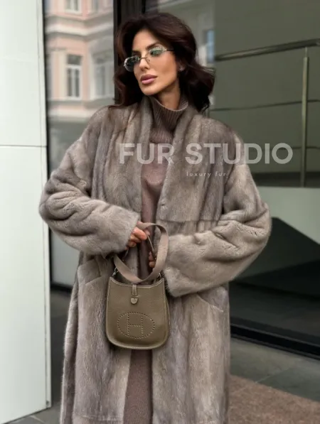 Длинная норковая шуба - фото 3