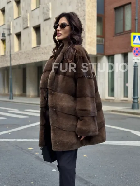 Шуба норковая коричневая - фото 9