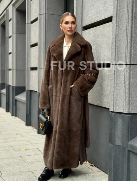 Норковая шуба - цвет соболь - фото 13