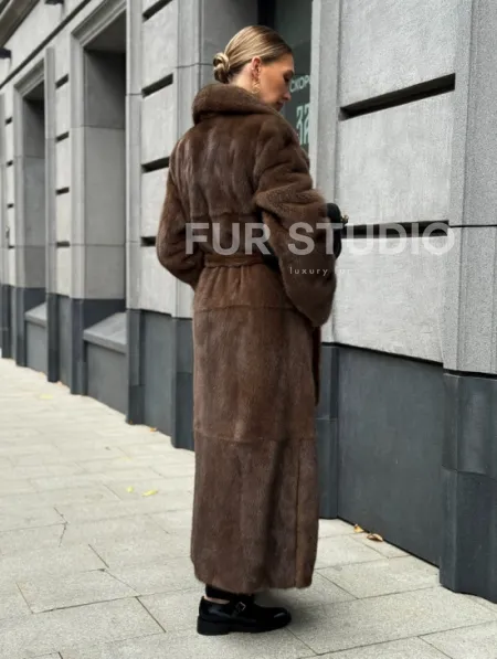 Норковая шуба - цвет соболь - фото 8