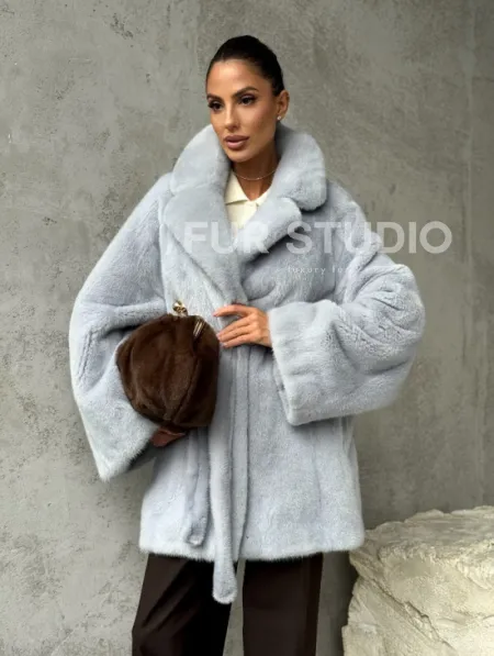 Полушубок из голубой норки - фото 9