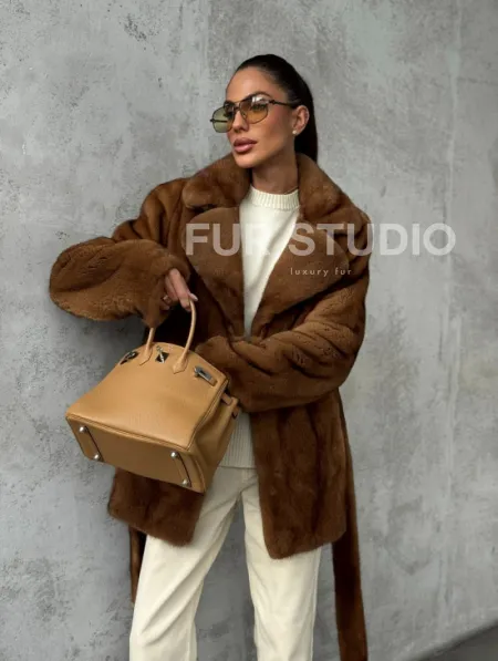 Шуба золотая - норковая - фото 12