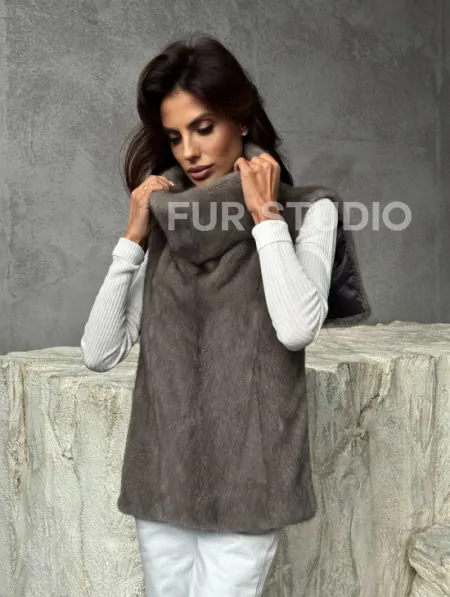 Манишка норковая серая - фото 24