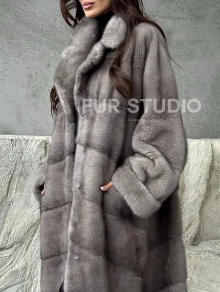 Серая норковая шуба oversize - фото 2