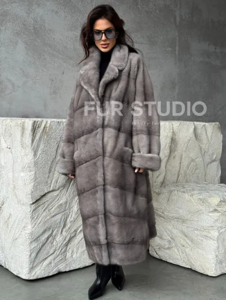 Серая норковая шуба oversize - фото 6