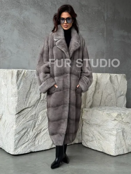 Серая норковая шуба oversize - фото 10