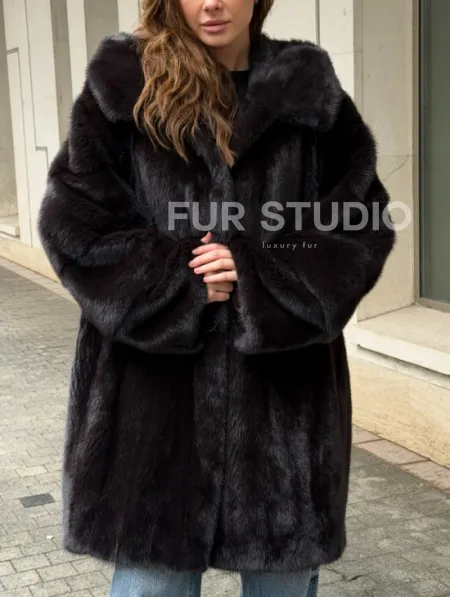 Норковая шуба с капюшоном - фото 3