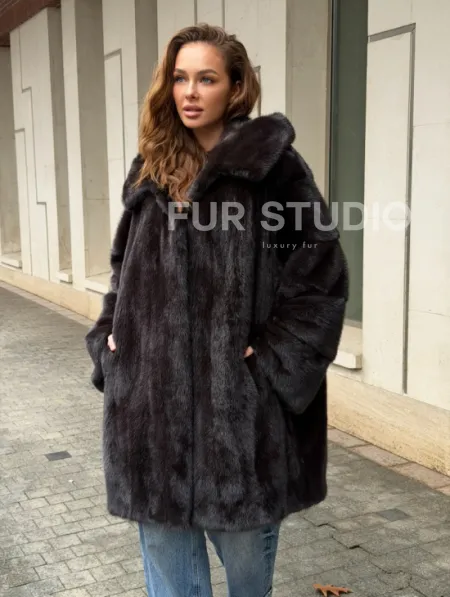 Норковая шуба с капюшоном - фото 6