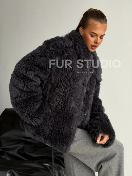 Короткая дубленка из овчины тиградо - фото 4