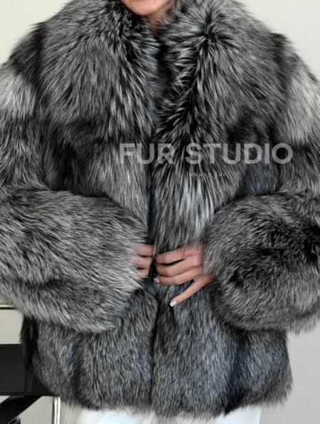 Шуба чернобурка - воротник шаль - фото 1