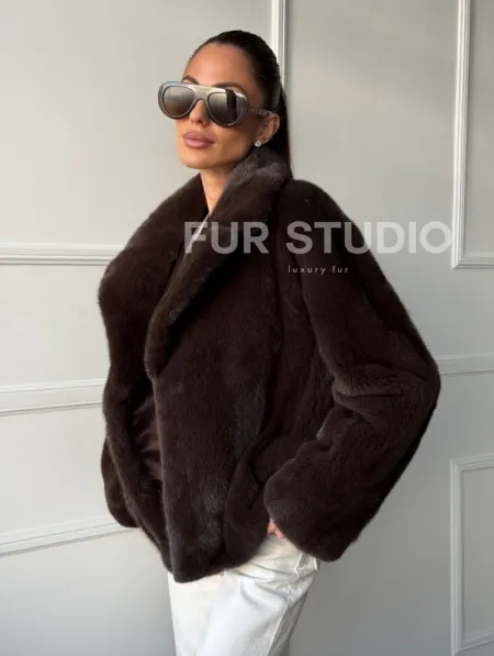 Пиджак норковый - английский воротник - фото 6