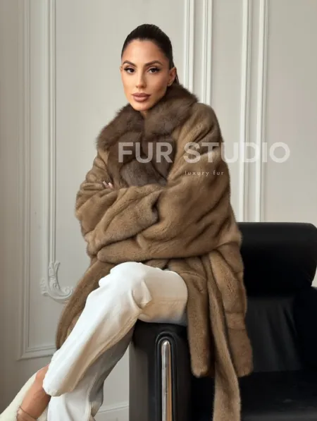 Шуба норка - воротник куница - фото 10