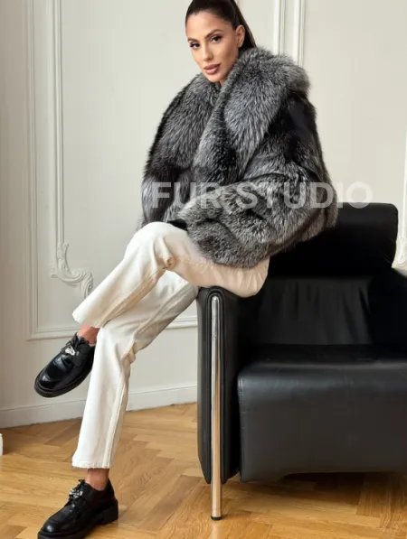 Кроп-шуба из чернобурой лисы - фото 4