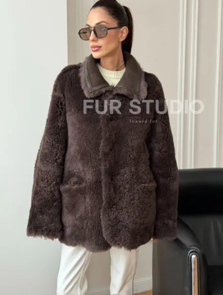 Двухсторонняя дубленка - мех тиградо - фото 7