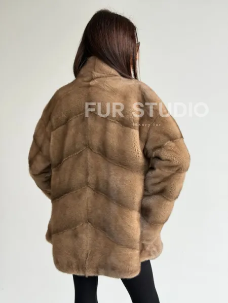 Полушубок пастель мех норка - фото 5