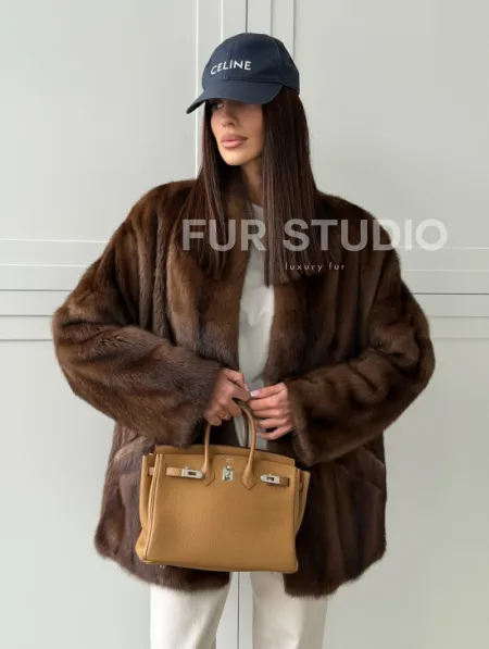 Норковая шуба под куницу (лесная норка) - фото 15