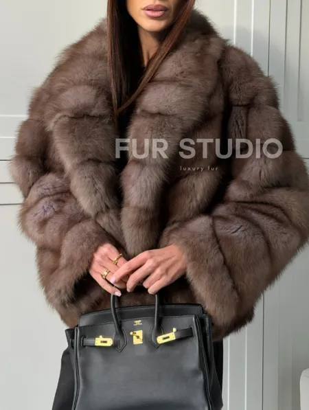 Куртка из куницы - воротник шаль - фото 3