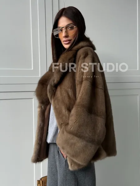 Куртка из меха норки - воротник куница - фото 13