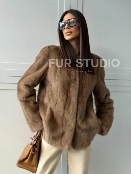 Женский норковый полушубок пастель - фото 12