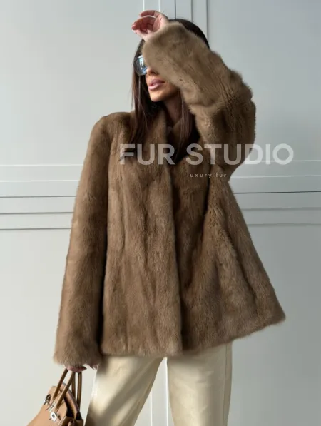 Женский норковый полушубок пастель - фото 11