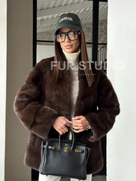 Женский норковый полушубок - фото 19