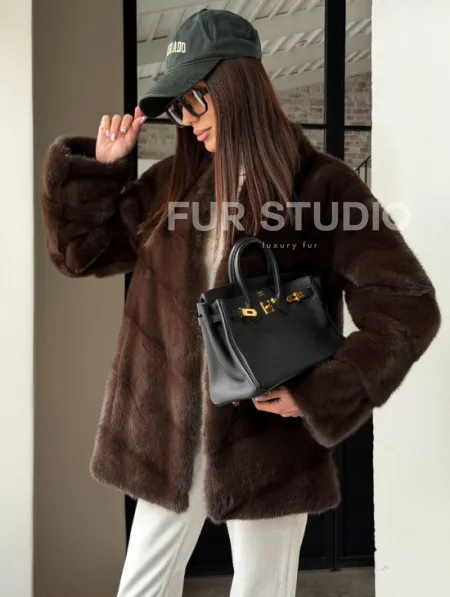 Женский норковый полушубок - фото 7