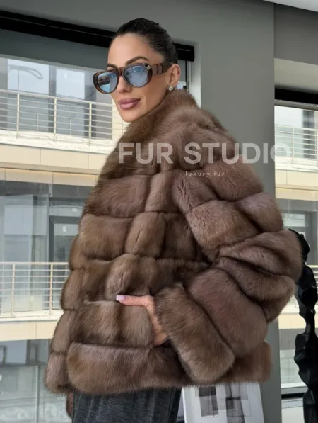 Полушубок из соболя «Тортора графит» - фото 7