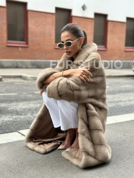 Норковая шуба в цвете пастель - аукционная норка - фото 6