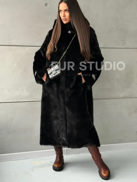 Шуба из норки Blackglama с капюшоном - фото 4