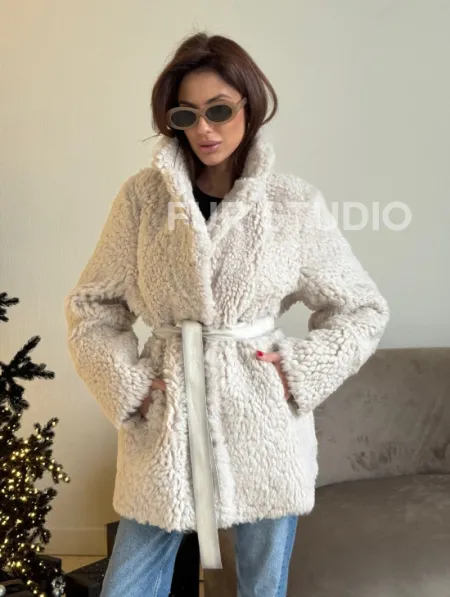 Двусторонняя дублёнка - шуба, мех тиградо английский воротник - фото 19