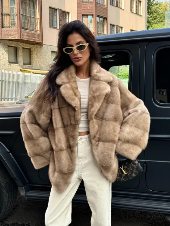 Полушубок автоледи из меха норки цвет пастель - фото 10