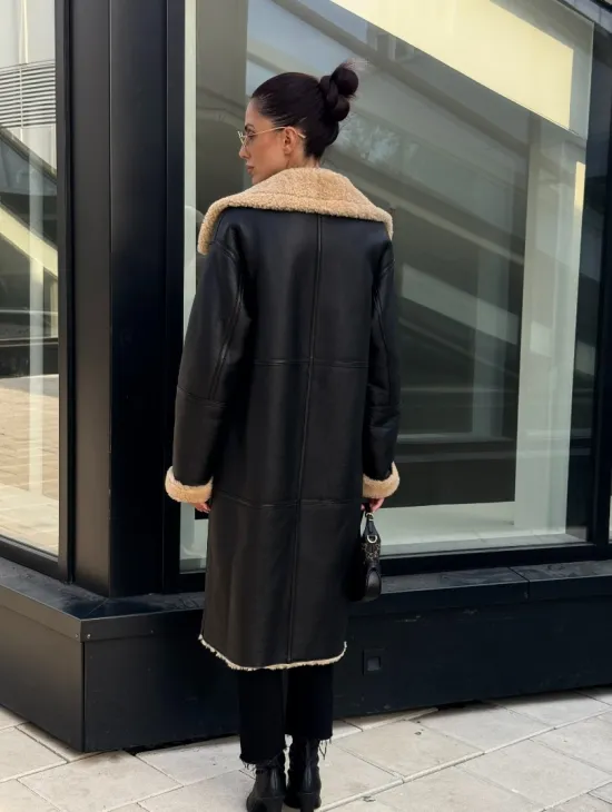 Женская натуральная дубленка из кожи силка - фото 8