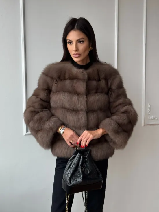 Шуба из меха куницы Truffle с воротником шанель - фото 9