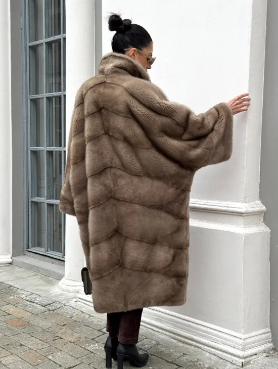 Норковая шуба Бохо из меха скандинавской норки Pastel (большие размеры) - фото 7