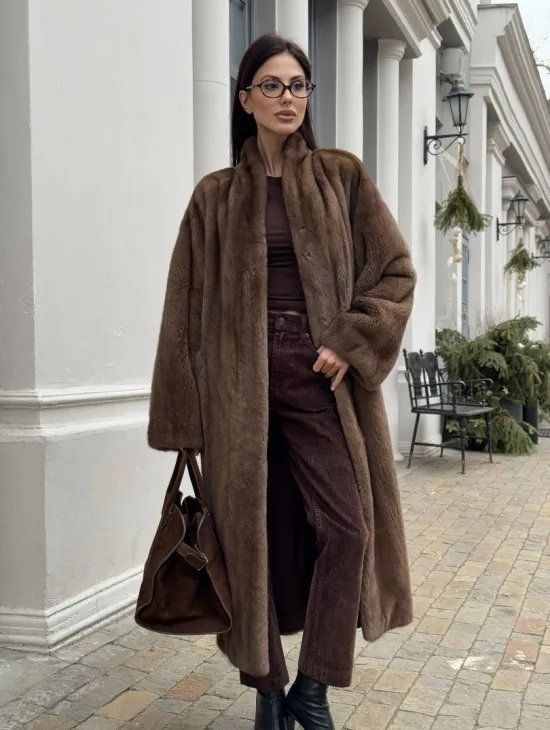 Натуральная шуба пастель из скандинавской норки SAGA FURS SUPERIOR - фото 0