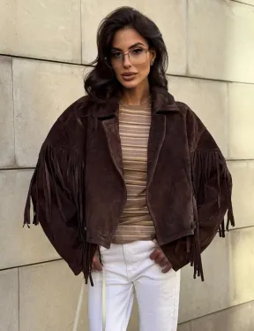 Кожаная куртка с бахромой - фото 0