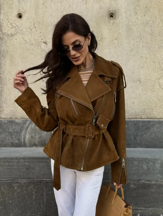 Косуха из натуральной замши под пояс 