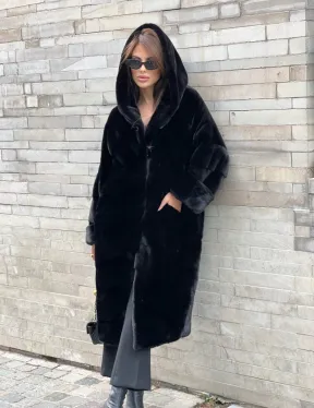 Шуба из меха норки SAGA FURS с капюшоном - фото 0