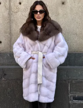 Шуба норковая  - капюшон куница - фото 0