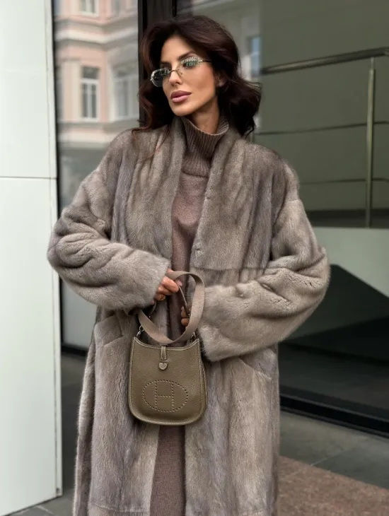 Длинная норковая шуба - фото 3