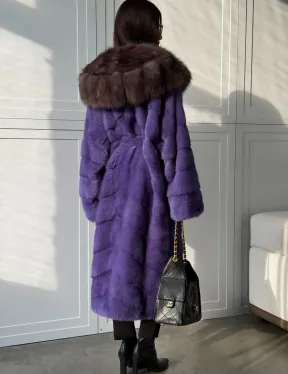 Фиолетовая норковая шуба - фото 3
