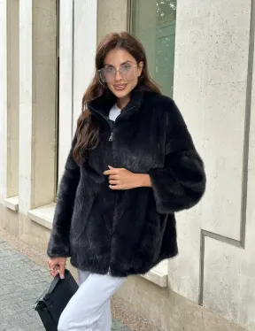 Норковый полушубок - графит - фото 9