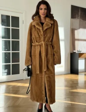 Золотая норковая шуба - фото 0