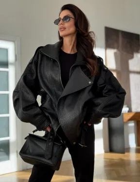 Черная кожаная куртка - фото 1