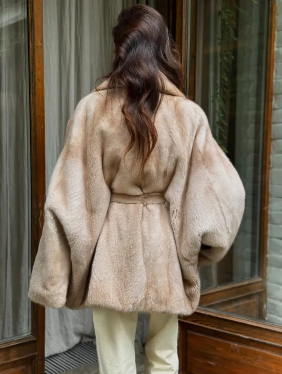 Натуральная норковая шуба - пастель - фото 4