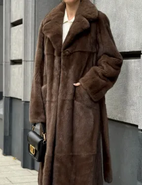 Норковая шуба - цвет соболь - фото 1