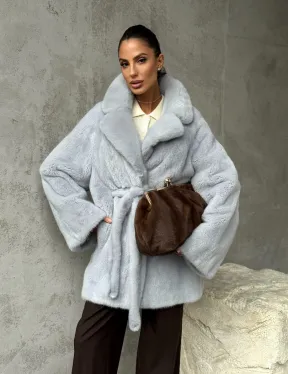 Полушубок из голубой норки - фото 12