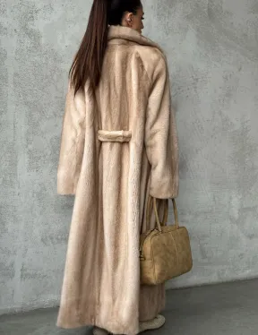 Длинная норковая шуба пастель - фото 5