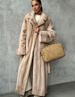 Длинная норковая шуба пастель - фото 7